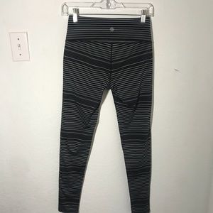 Athleta Black and Gray Striped Leggings